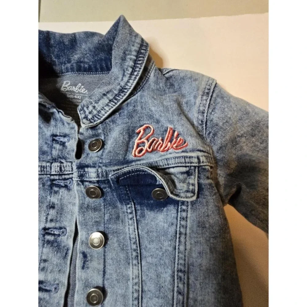 Barbie Girls Acid Wash Denim Jacket Girl Revolution Graphic Blue Size S 6-6X